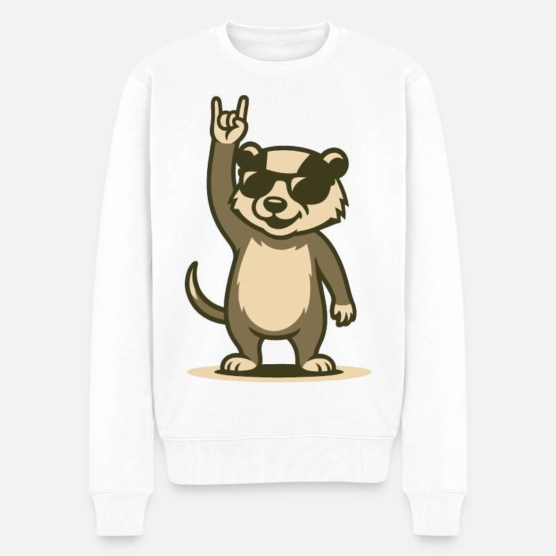 Rock’n’Roll Dachs - Männer Premium Bio Pullover - Weiß