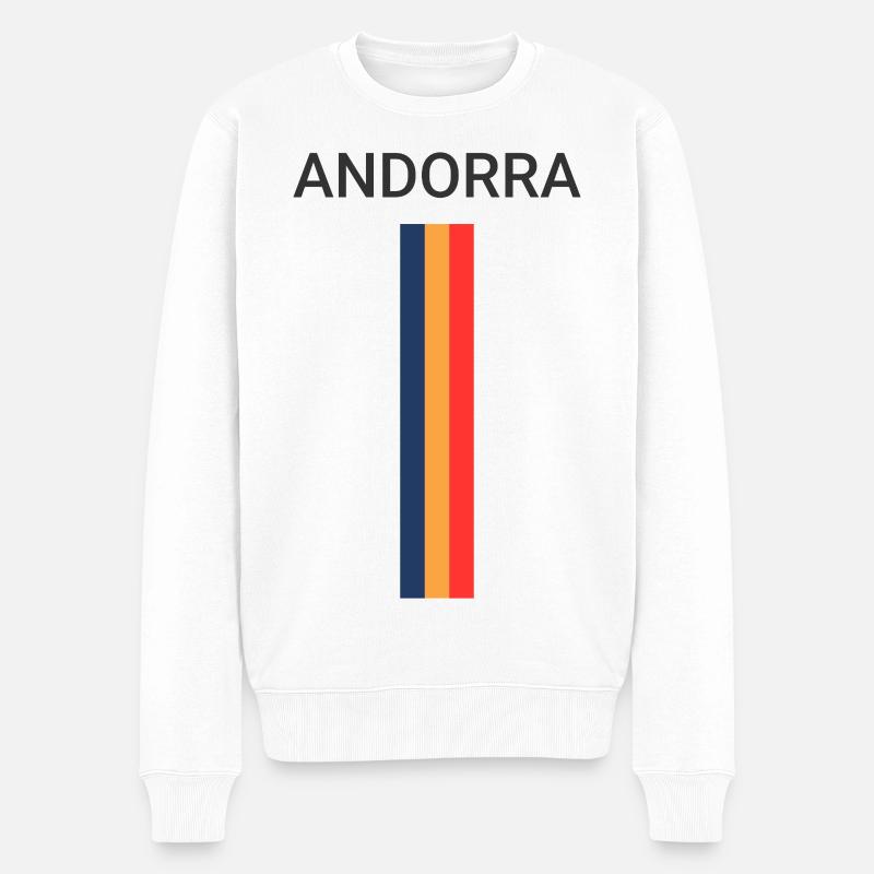 Andorra Flagge - Männer Premium Bio Pullover - Weiß