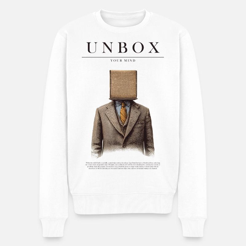 Unbox Your Mind - Männer Premium Bio Pullover - Weiß