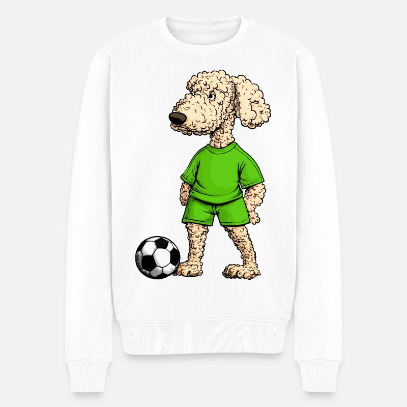 Pudel Fussball Hund - Männer Premium Bio Pullover - Weiß
