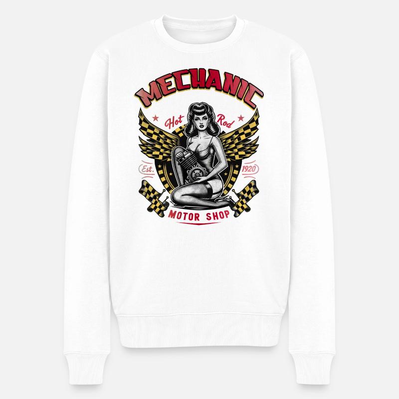 Mechanische Motorwerkstatt - Männer Premium Bio Pullover - Weiß