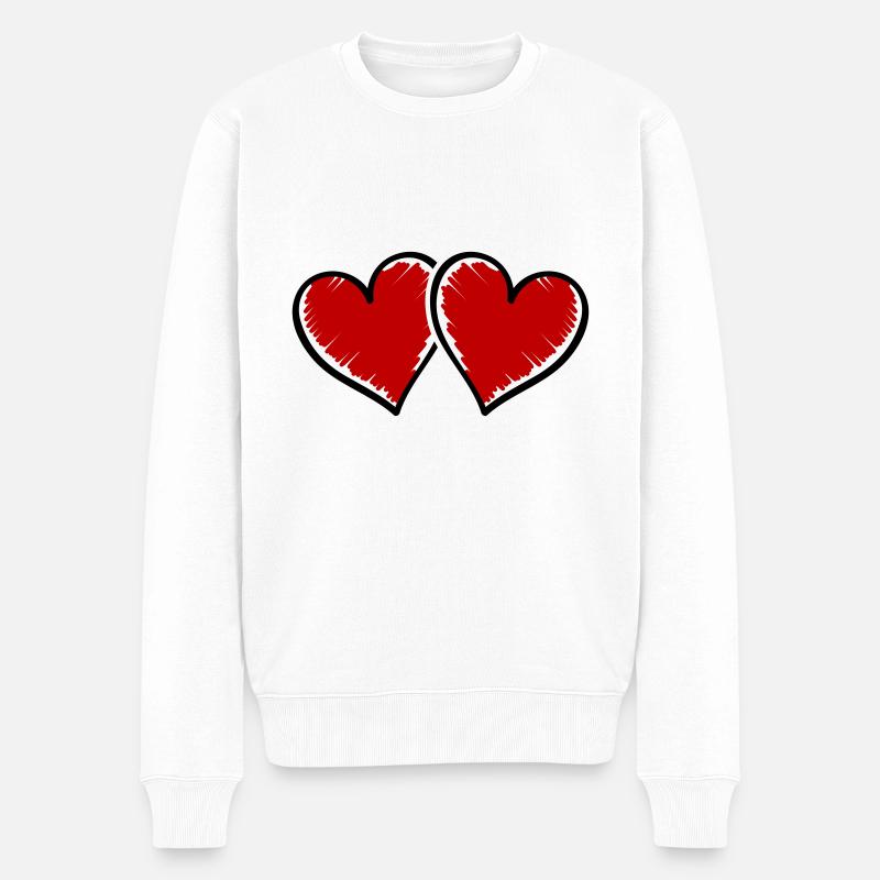 herzen symbol - Männer Premium Bio Pullover - Weiß