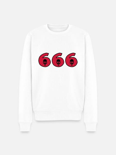 666 - Devil - Skull - Halloween - Men's Premium Organic Jumper - white