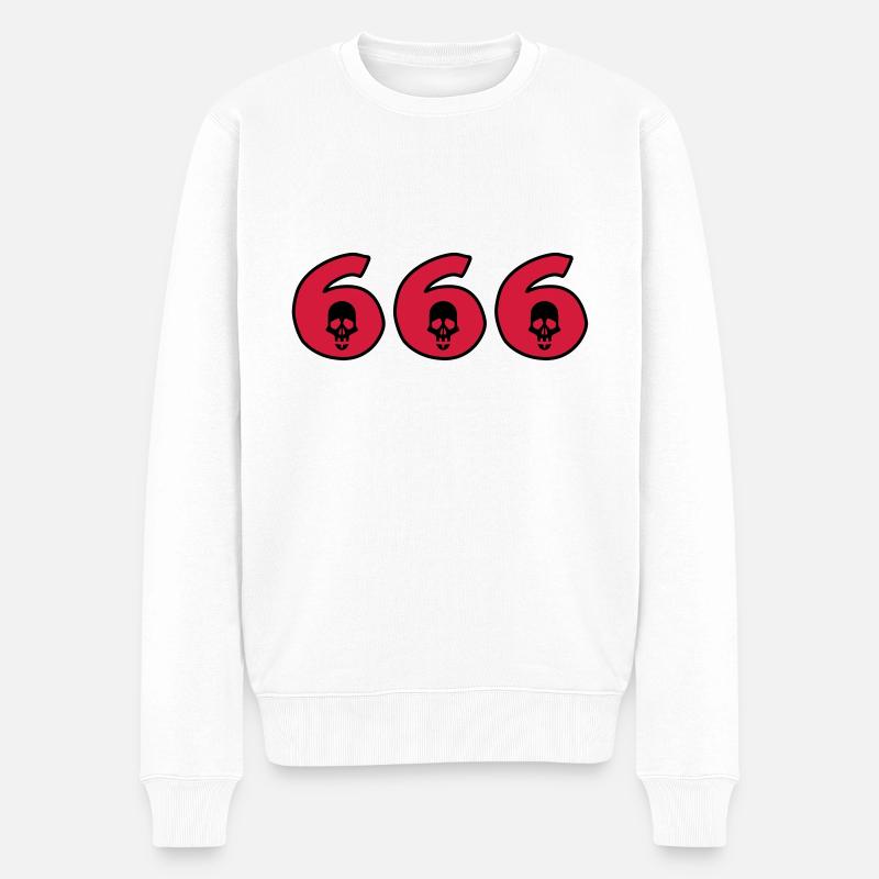 666 - Devil - Skull - Halloween - Økologisk premium-sweatshirt til mænd - hvid