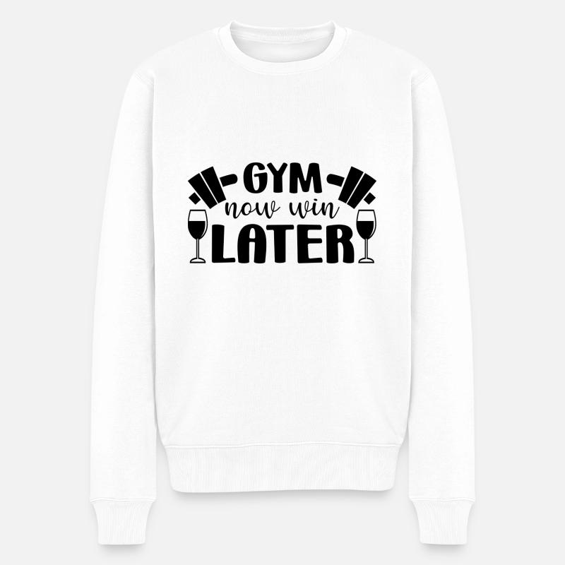 Gym maintenant vin plus tard - Pull Premium bio Homme - blanc