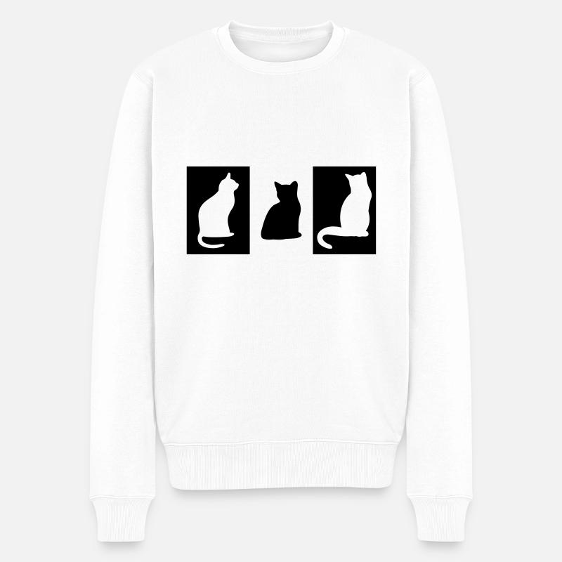 DZ0004 Katzenplättchen Katzenstatue - Männer Premium Bio Pullover - Weiß