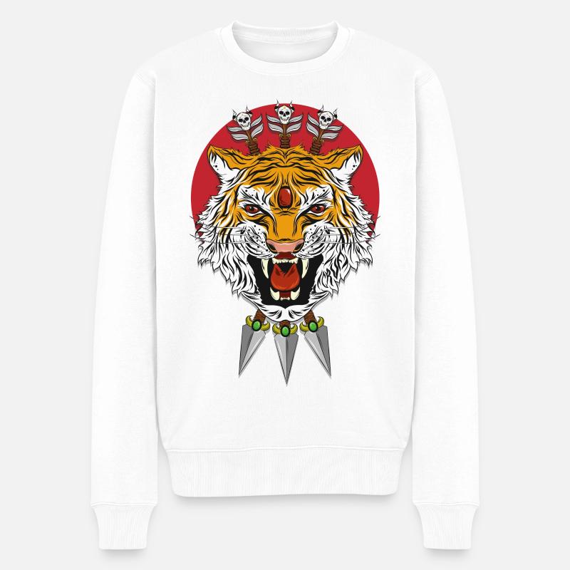 Tiger - Männer Premium Bio Pullover - Weiß
