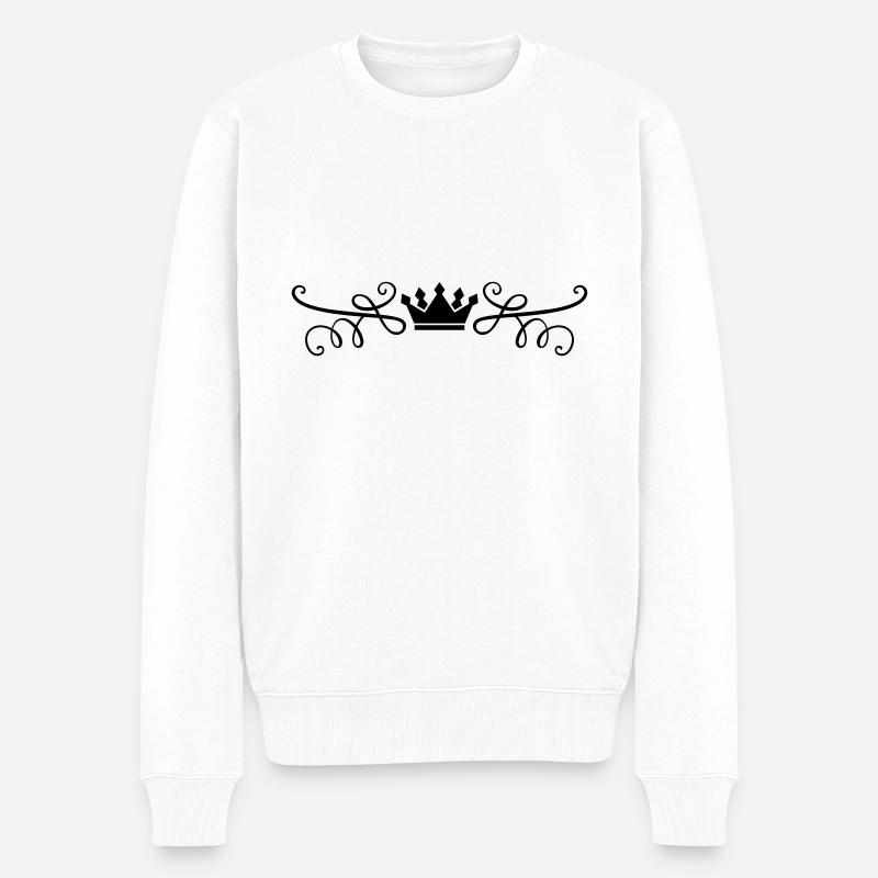 Krone Symbol Linie - Männer Premium Bio Pullover - Weiß