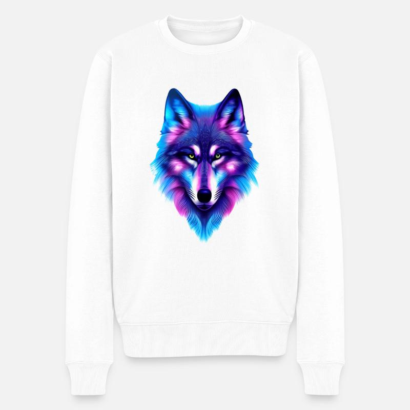 Kosmischer Wolf - Männer Premium Bio Pullover - Weiß