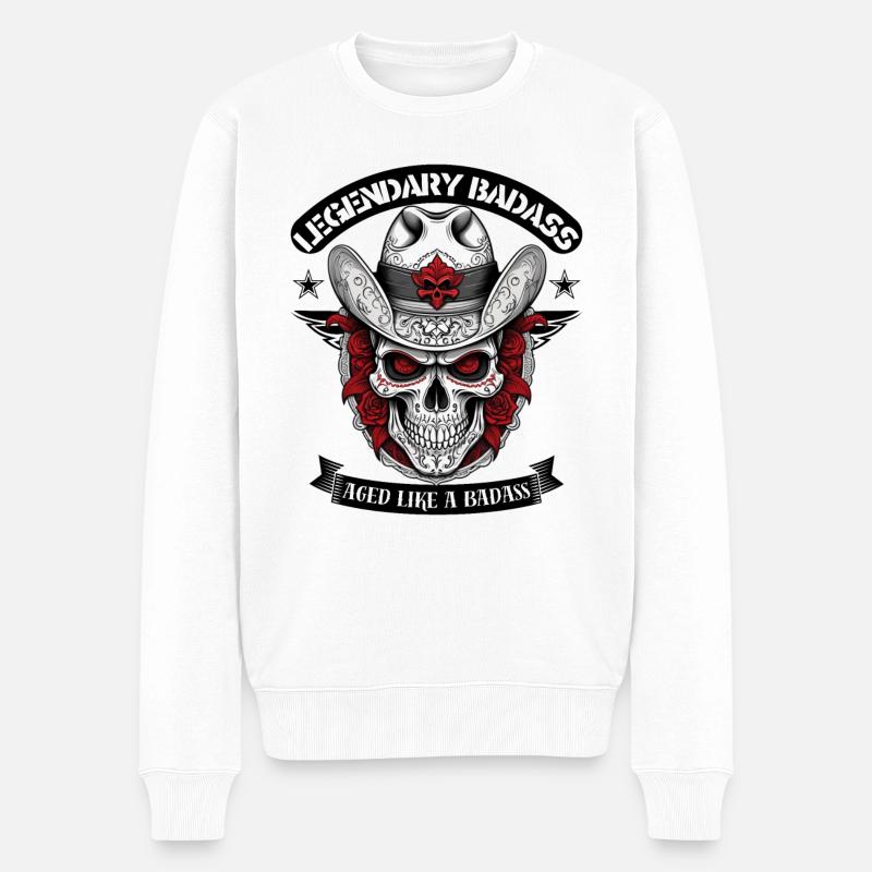 "Legendary Badass." - Männer Premium Bio Pullover - Weiß