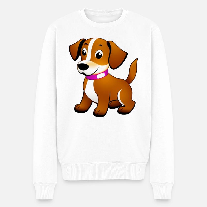 Kleiner brauner Hund, stehend - Männer Premium Bio Pullover - Weiß