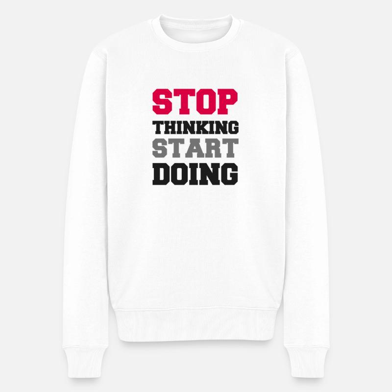 sprüche, lustige sprüche, lustige, humor, spruch, - Männer Premium Bio Pullover - Weiß