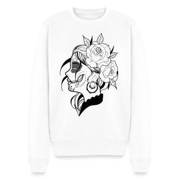 Die bezaubernde La Catrina - Männer Premium Bio Pullover - Weiß - Vorne - Thijin (182cm)