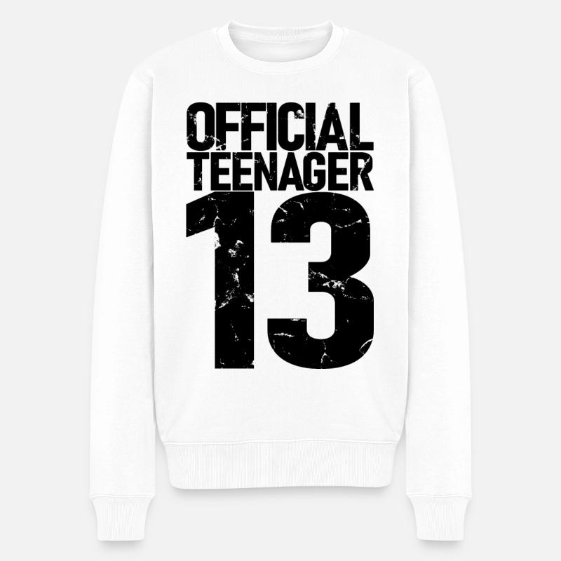 Offizieller Teenager 13, cooles Geschenk zum 13. Geburtstag - Männer Premium Bio Pullover - Weiß