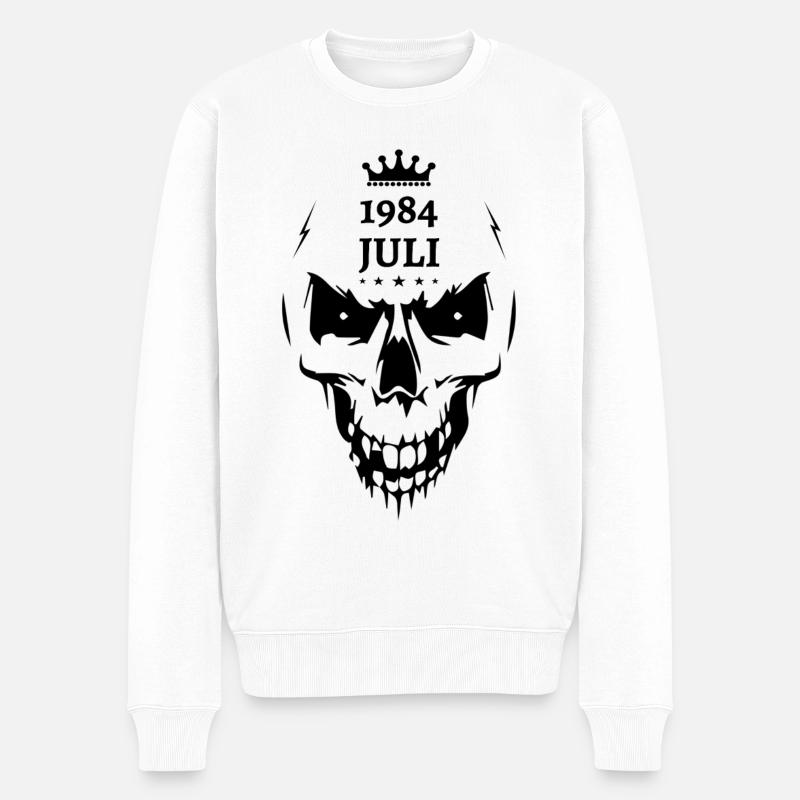 Juli 1984 Totenkopf - Männer Premium Bio Pullover - Weiß