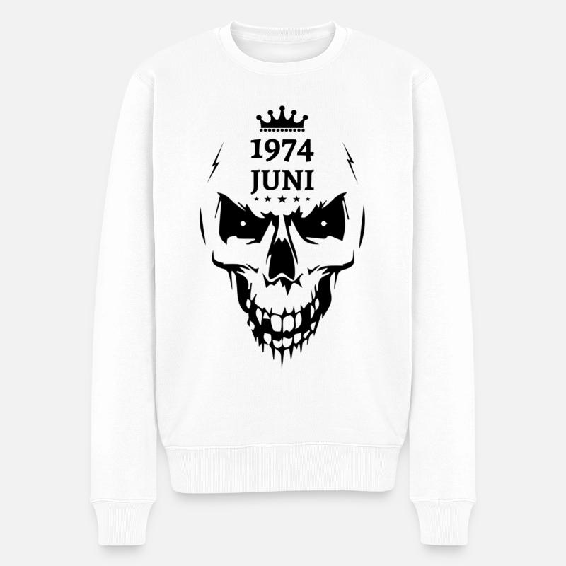 Juni 1974 Totenkopf - Männer Premium Bio Pullover - Weiß