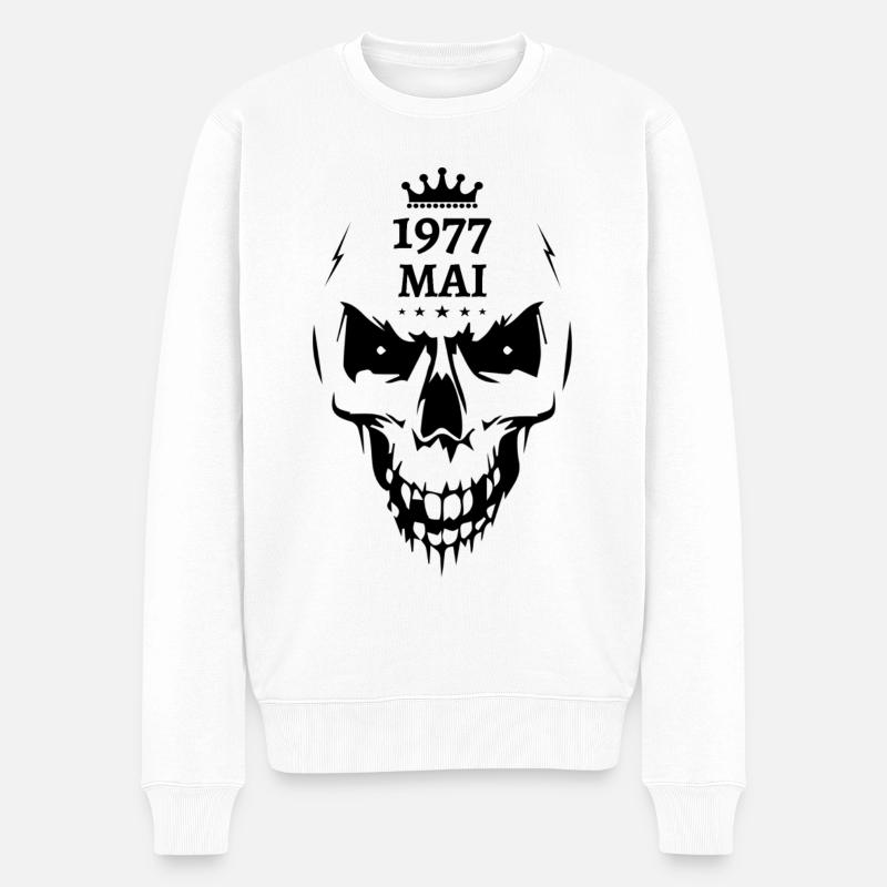 Mai 1977 Totenkopf - Männer Premium Bio Pullover - Weiß