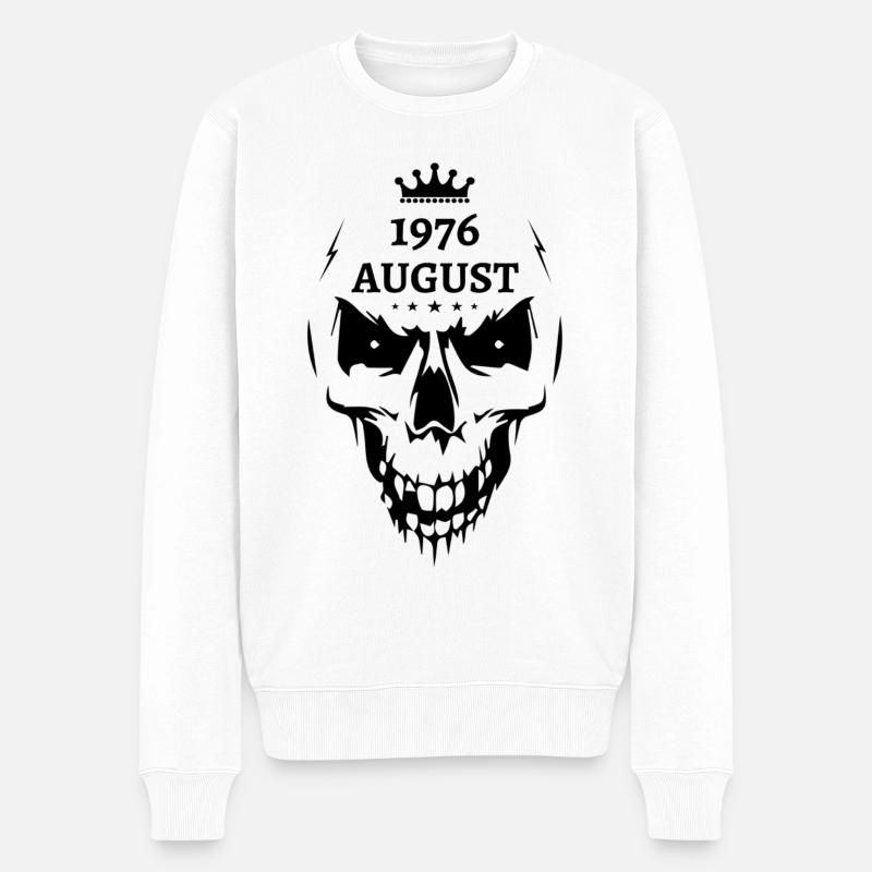 August 1976 Totenkopf - Männer Premium Bio Pullover - Weiß
