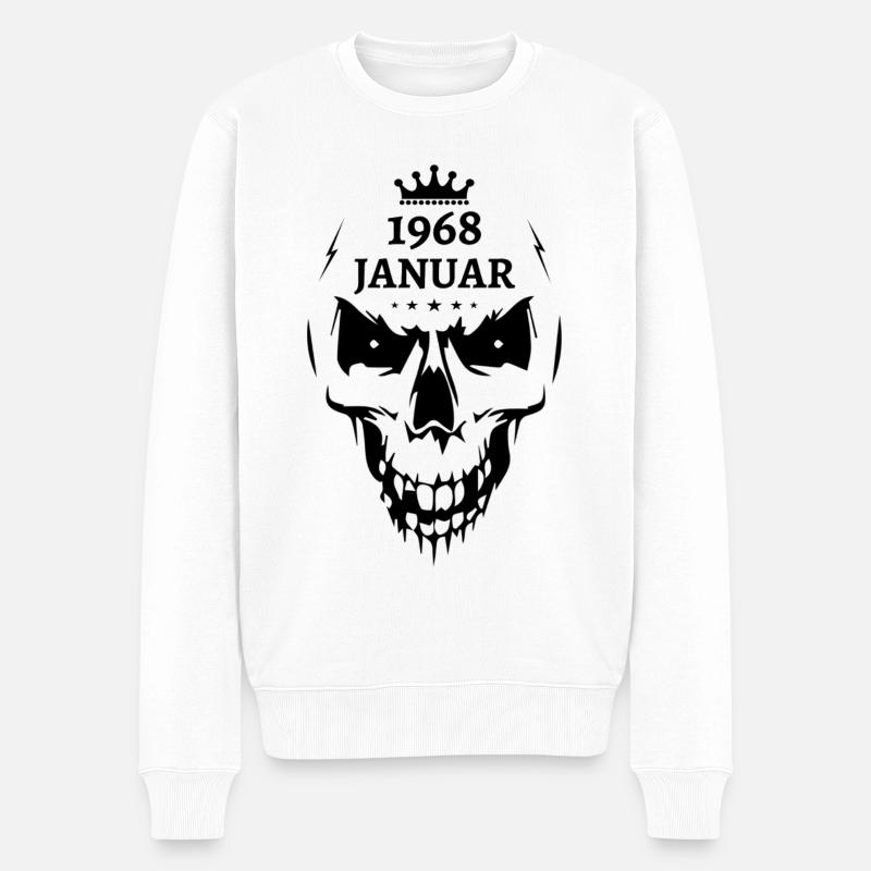 Januar 1968 Totenkopf - Männer Premium Bio Pullover - Weiß