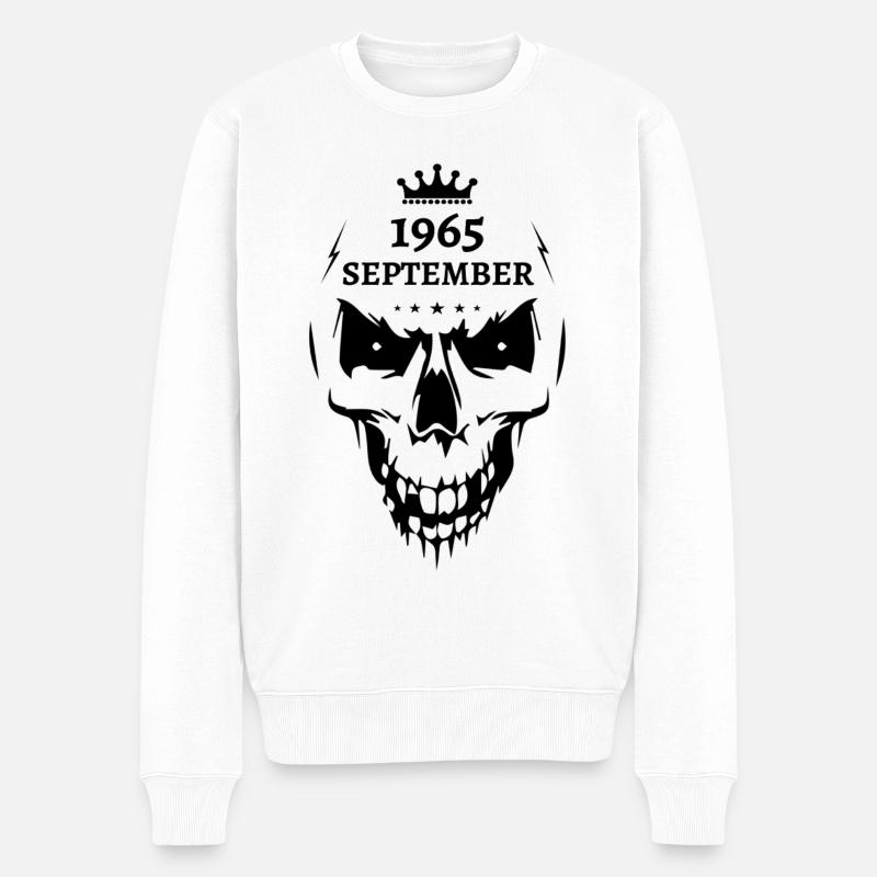 Septembre 1965 Crâne - Pull Premium bio Homme - blanc