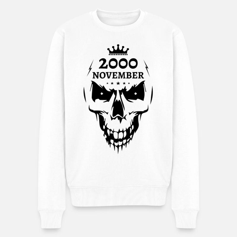 November 2000 Totenkopf - Männer Premium Bio Pullover - Weiß
