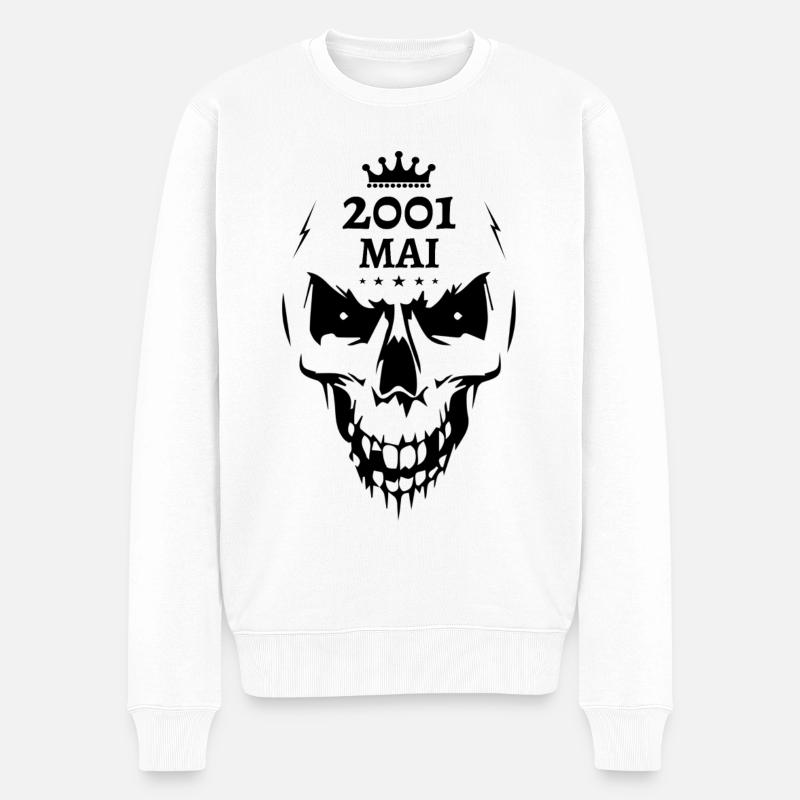 Mai 2001 Totenkopf - Männer Premium Bio Pullover - Weiß