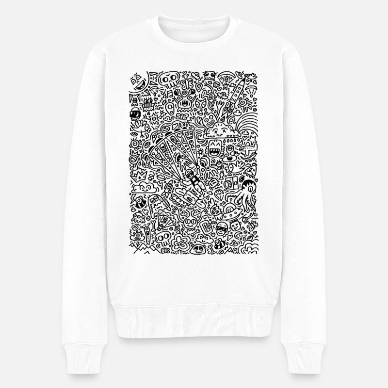 Doodle Paragliders black - Männer Premium Bio Pullover - Weiß