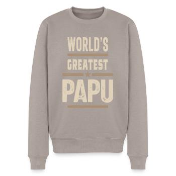 Le plus grand Papu - Pull Premium bio Homme - taupe - Devant - Nico (187cm)