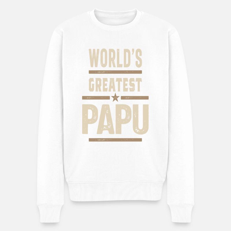 Größter Papu - Männer Premium Bio Pullover - Weiß