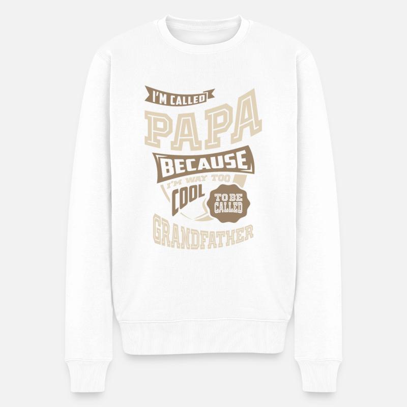 Ich werde Papa genannt - Männer Premium Bio Pullover - Weiß