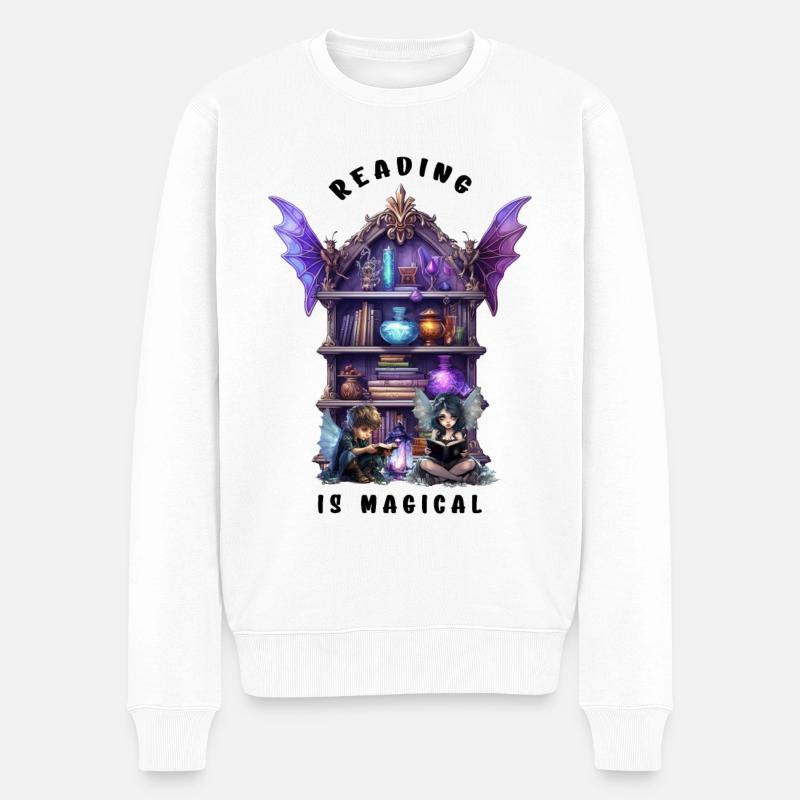 Reading is magical - Männer Premium Bio Pullover - Weiß