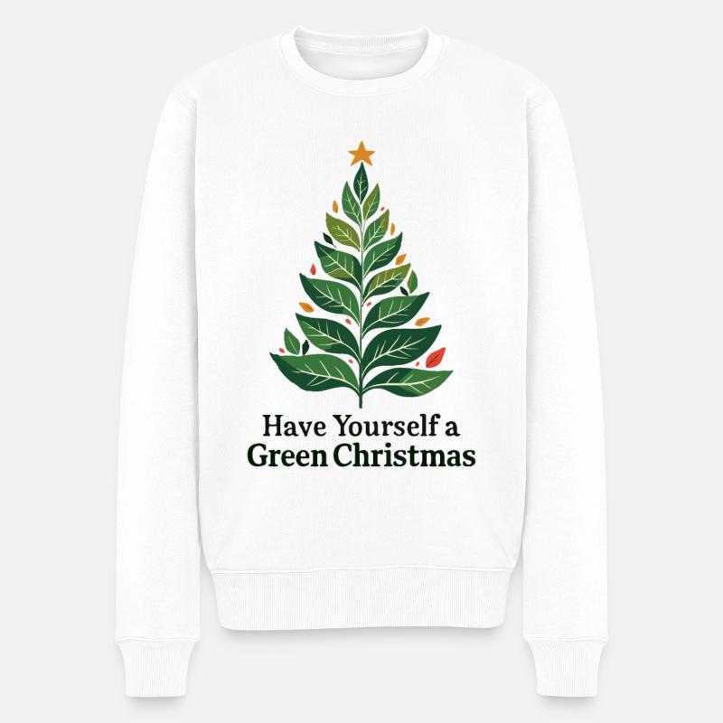 Umweltfreundlicher Grüner Weihnachtsbaum - Männer Premium Bio Pullover - Weiß