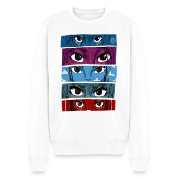 Collage d’yeux d’anime #3 - Pull Premium bio Homme - blanc - Devant - Thijin (182cm)