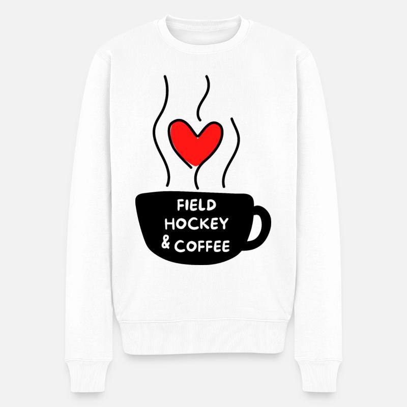 Hockey sur gazon et café. - Pull Premium bio Homme - blanc