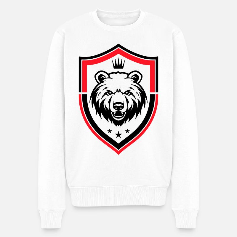 Grizzly Bär Wappen Symbol - Männer Premium Bio Pullover - Weiß