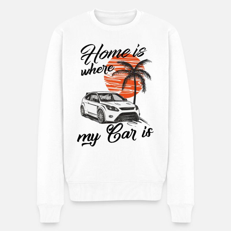 Home is where my car is Focus MK2 RS - Männer Premium Bio Pullover - Weiß