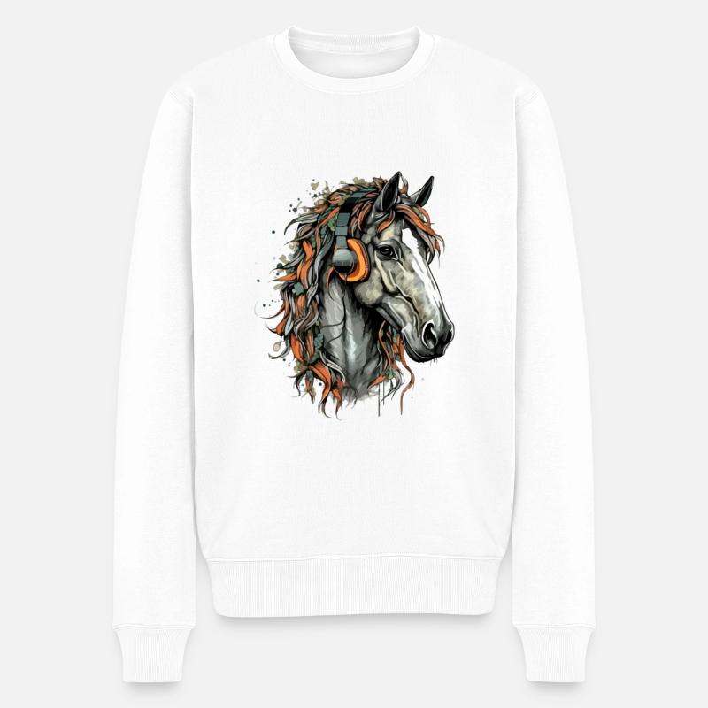 Koni le cheval audiophile - Pull Premium bio Homme - blanc