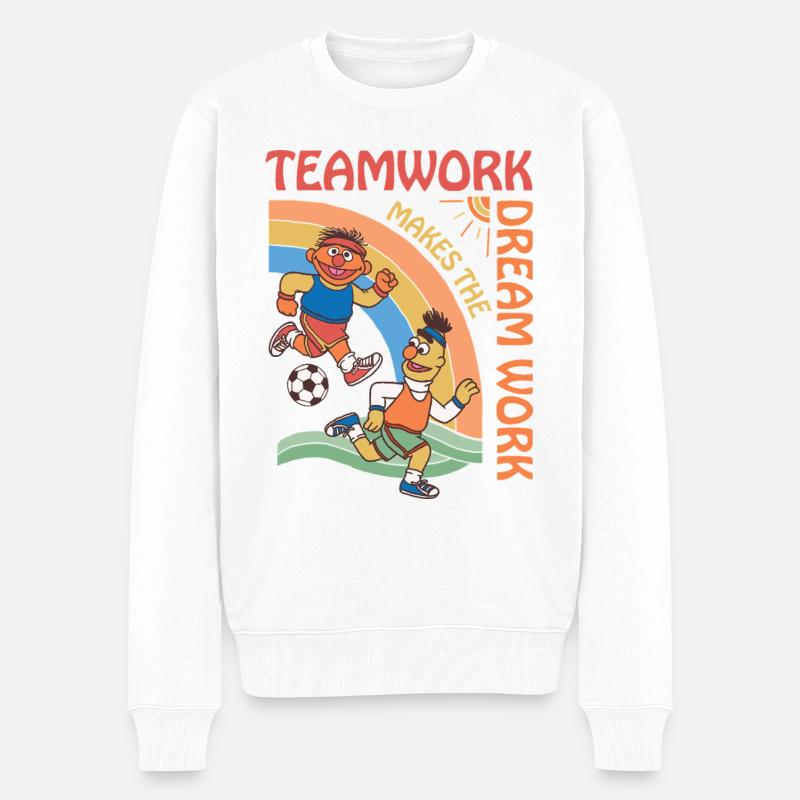 Sesamstraße Design Teamwork Mit Ernie Und Bert - Männer Premium Bio Pullover - Weiß
