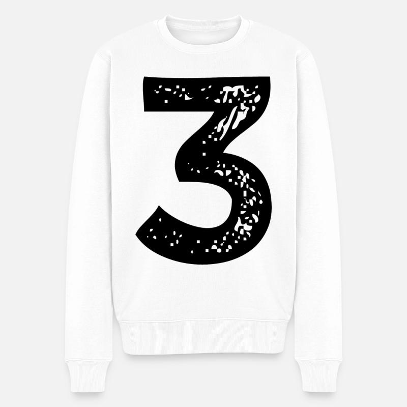 3 Zahl Trikot - Männer Premium Bio Pullover - Weiß