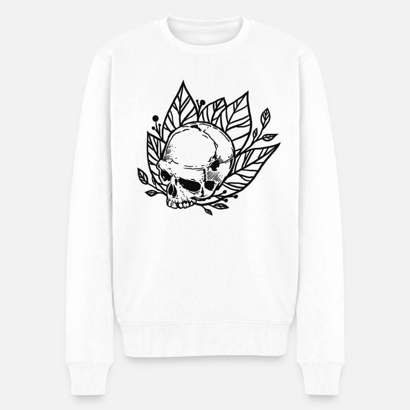 Black Skull - Männer Premium Bio Pullover - Weiß