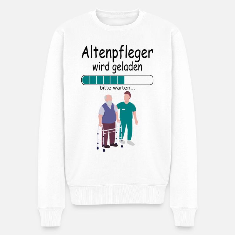 Angehender Altenpfleger Azubi in Ausbildung Beginn - Männer Premium Bio Pullover - Weiß