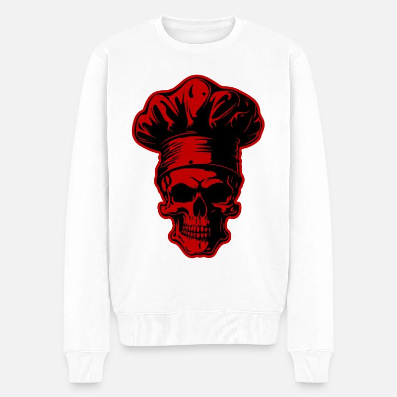 Totenkopf Koch - Männer Premium Bio Pullover - Weiß
