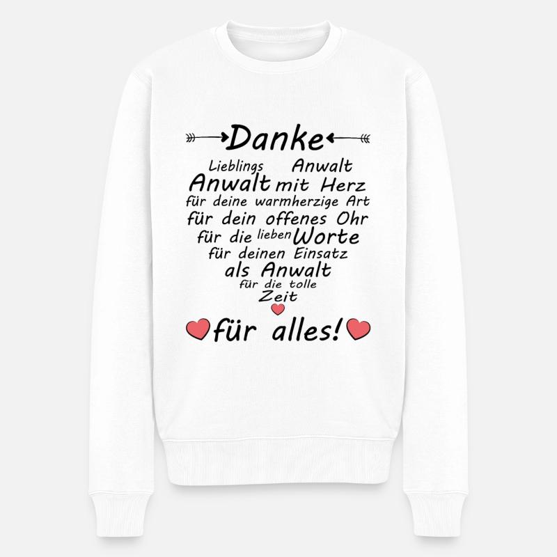 Anwalt Dankeschön Danke sagen zum Abschied - Männer Premium Bio Pullover - Weiß