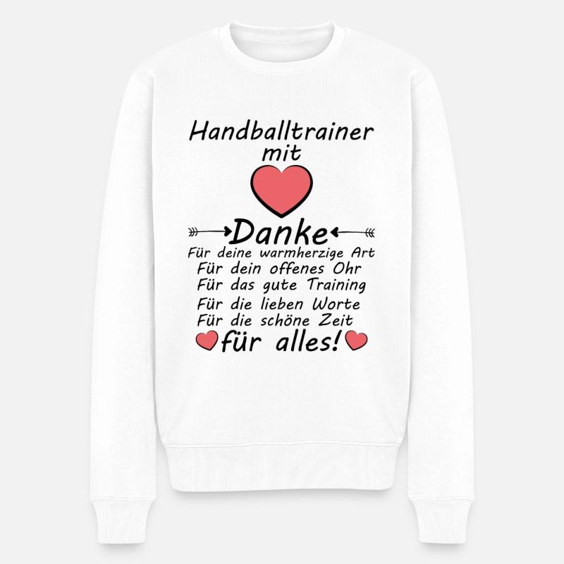 Bester Handballtrainer Danke zum Abschied - Männer Premium Bio Pullover - Weiß