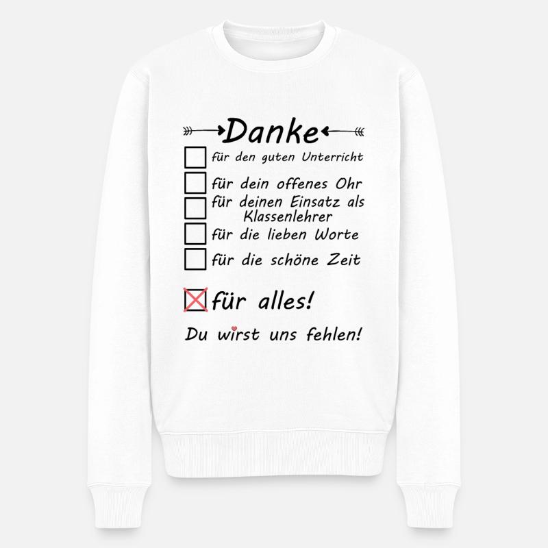 Klassenlehrer zum Abschied Abschiedsgeschenk - Männer Premium Bio Pullover - Weiß