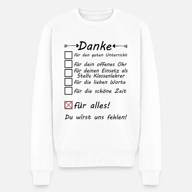 Stellv Klassenlehrer Abschied Abschiedsgeschenk - Männer Premium Bio Pullover - Weiß