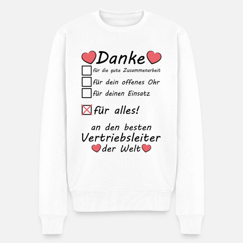 Bester Vertriebsleiter Danke Sagen zum Abschied - Männer Premium Bio Pullover - Weiß