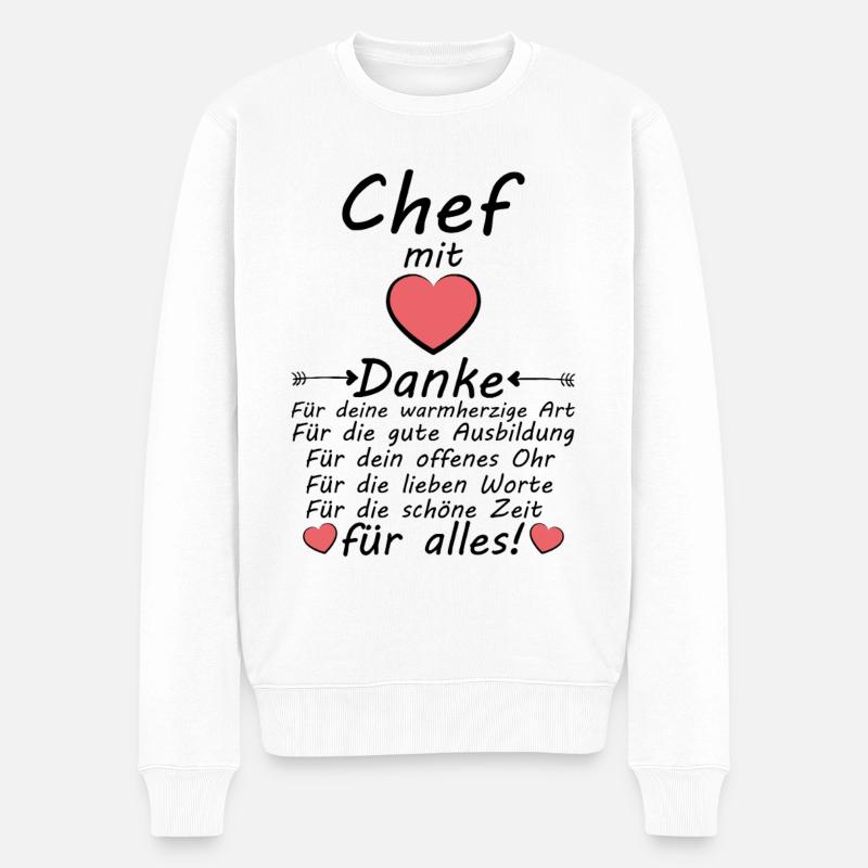 Danke an Chef zum Ende der Ausbildung Dankeschön - Männer Premium Bio Pullover - Weiß