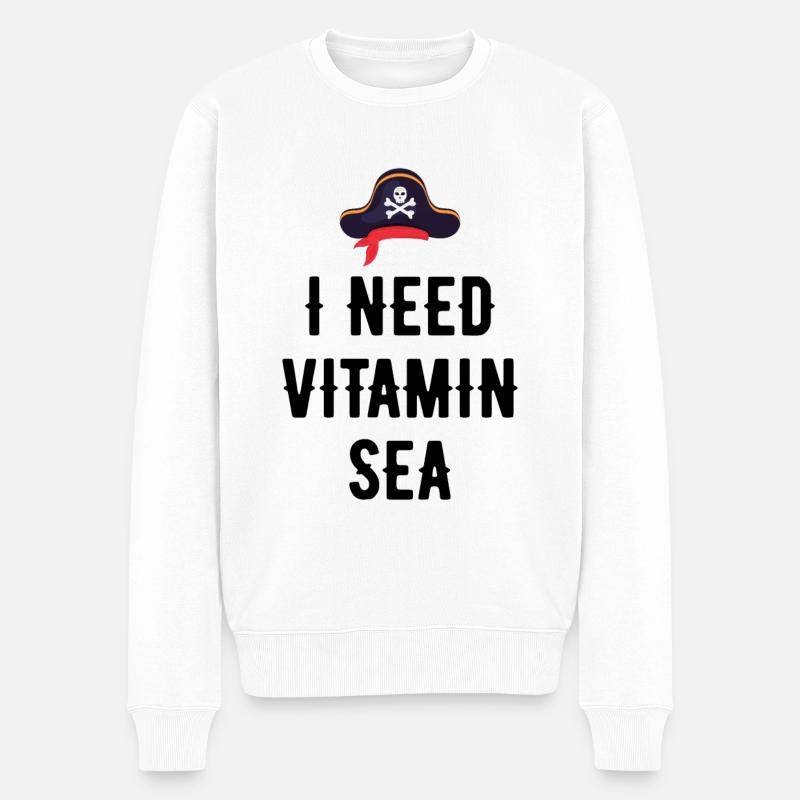 ICH BRAUCHE VITAMIN SEA - Männer Premium Bio Pullover - Weiß