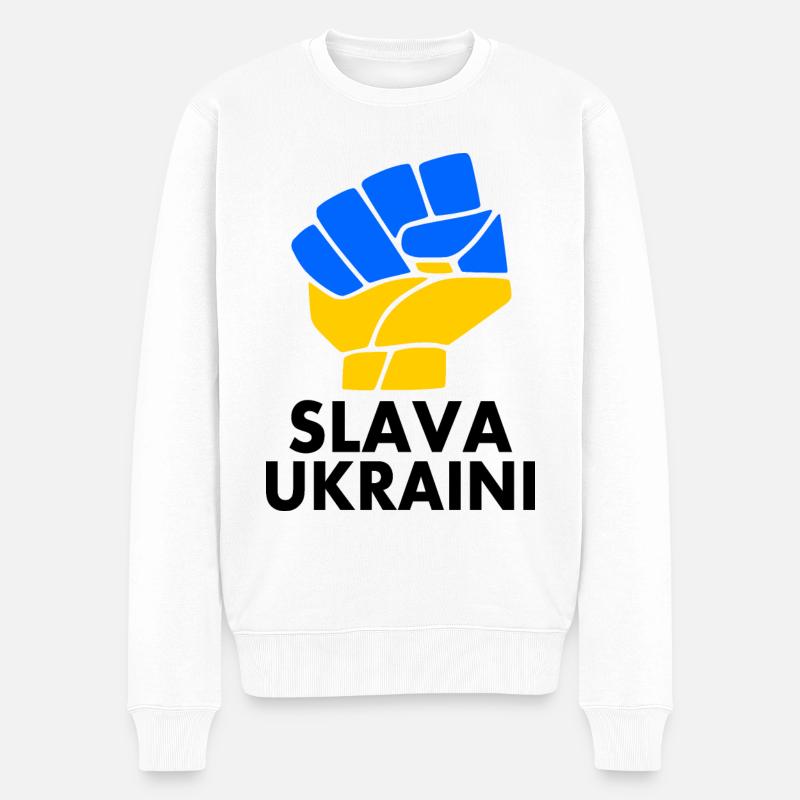 Ukraine - Männer Premium Bio Pullover - Weiß